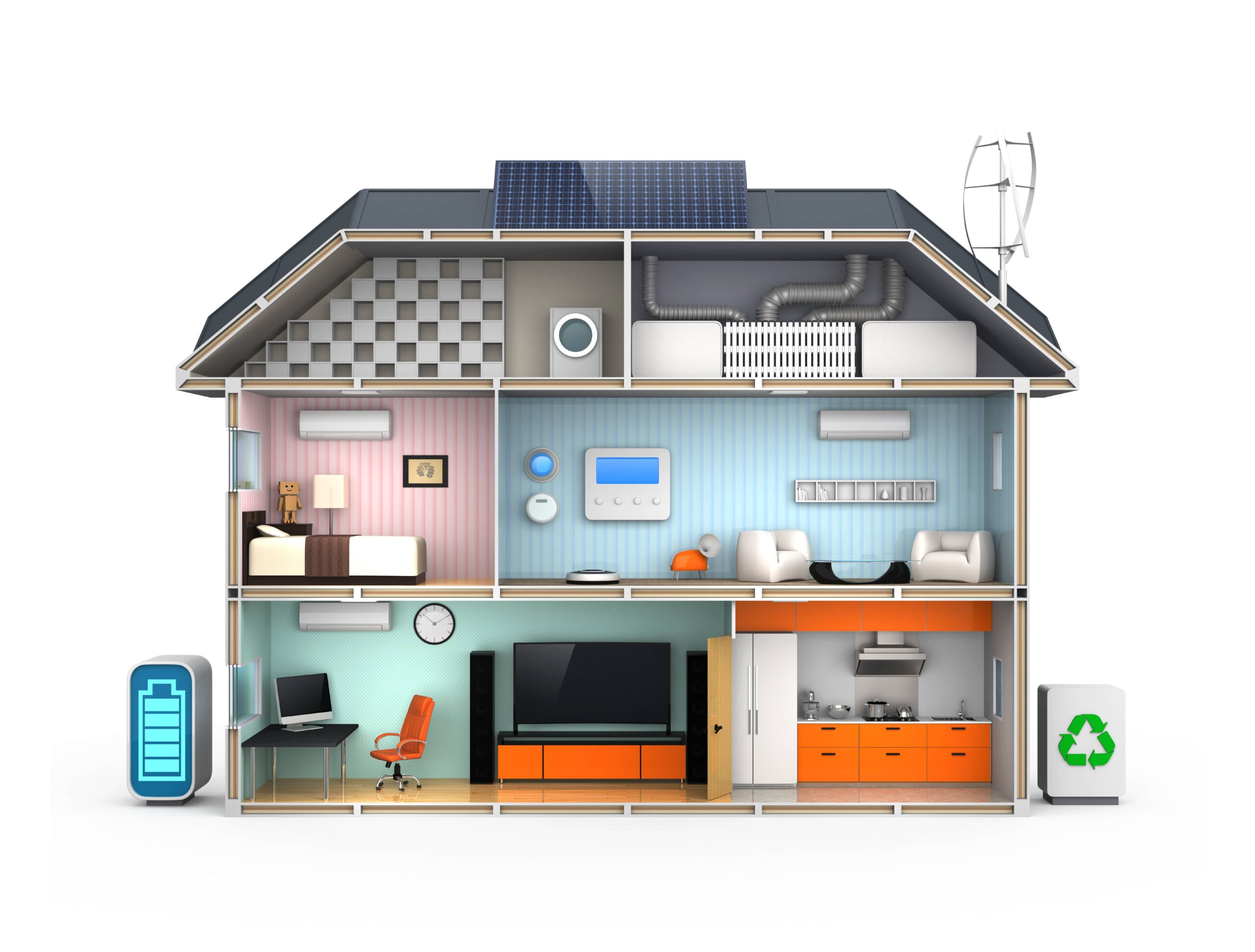 Combinaison batterie domestique de stockage et panneaux photovoltaïques Energreen